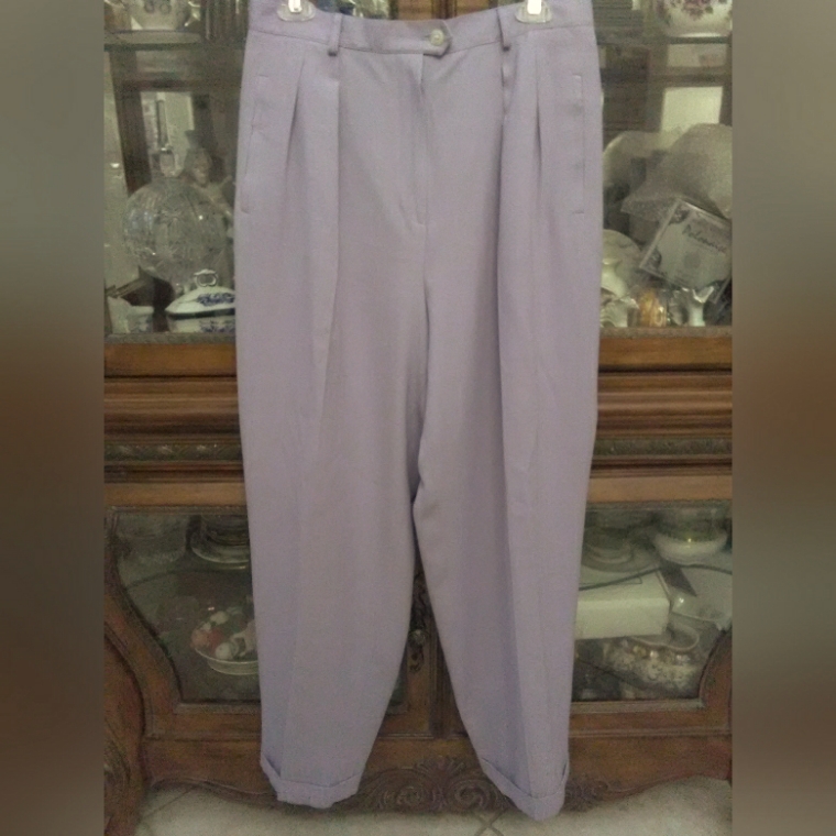 Bnwot Vintage 90s Lavender Pants By Ralph Lauren Sz. 14 Pleated Cuffed Hem
